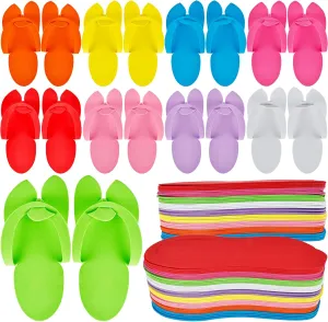 54 Pairs Disposable Pedicure Slippers Foam Disposable Flip Flops Anti Slip Multi Color Foldable Slippers Sandals for Guests Women Bath Nail Salon Spa
