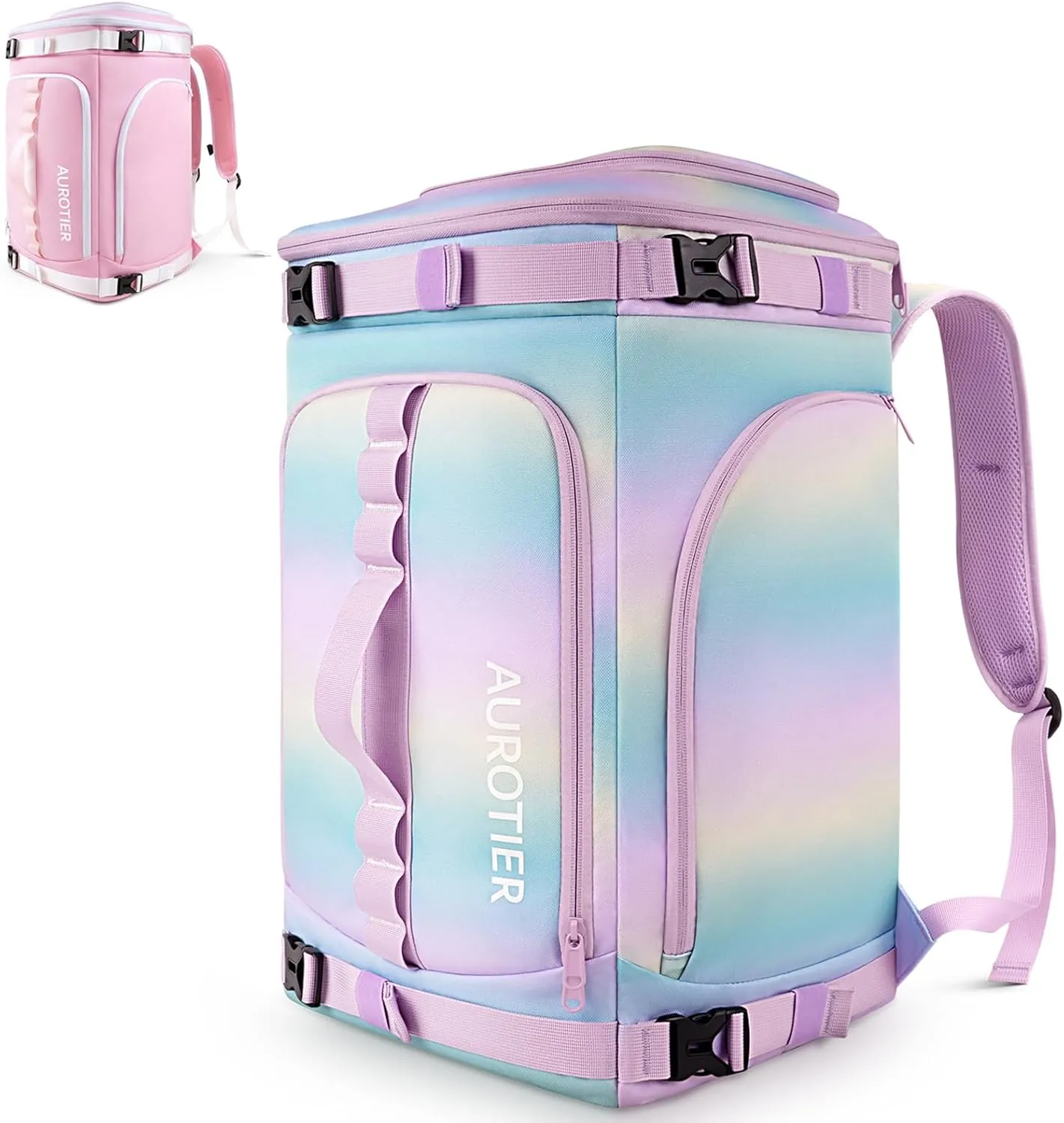 60L Ski Boot Bag Backpack with Helmet Compartment, Waterproof Ski Backpack for Gloves, Goggles, Skis Gear