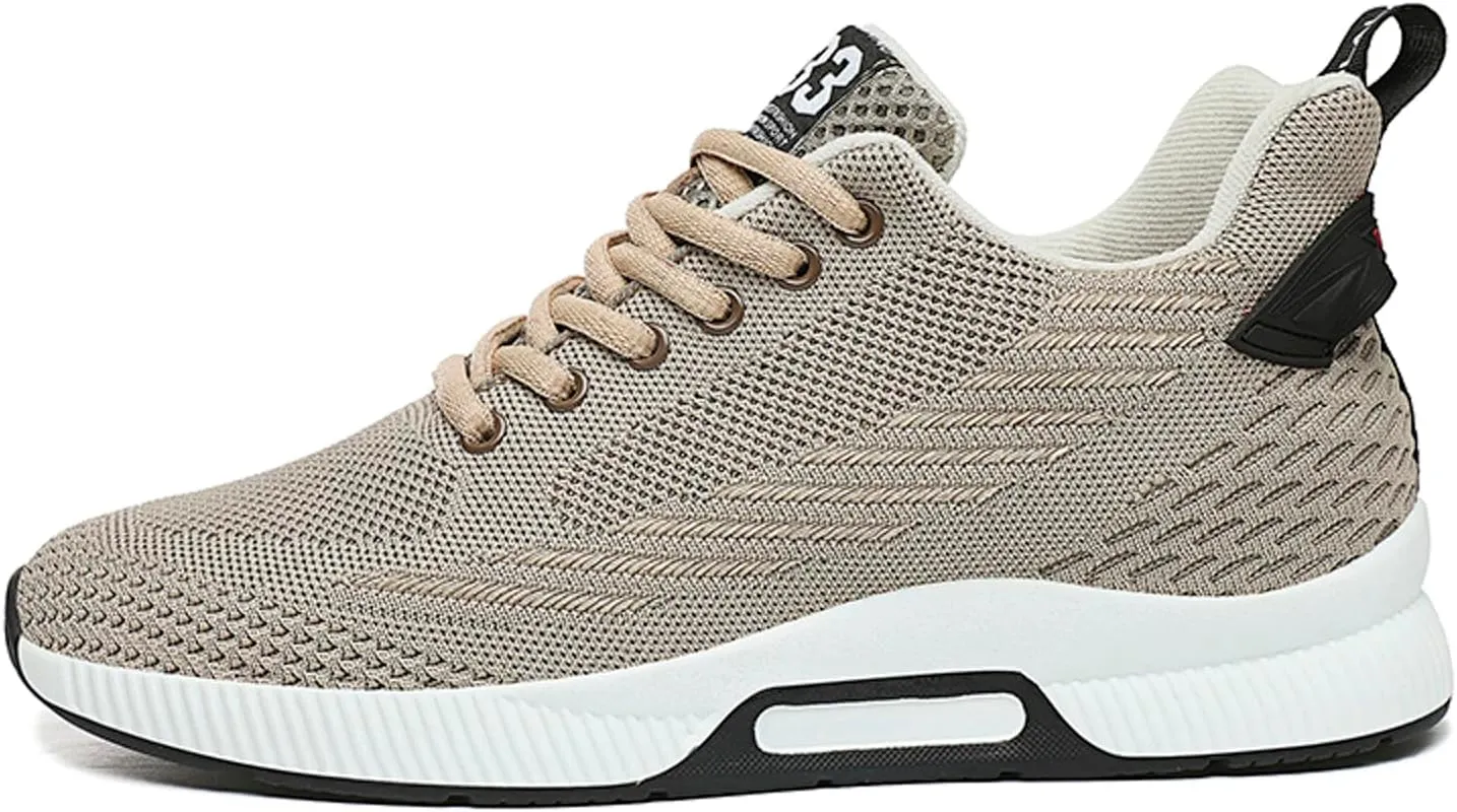 6cm Men's Elevator Shoes Men's Casual Mesh Trainers Lightweight Breathable Lace Up Sports Shoes with Hidden Lift Heel for Men Big Sneaker Slippers Men