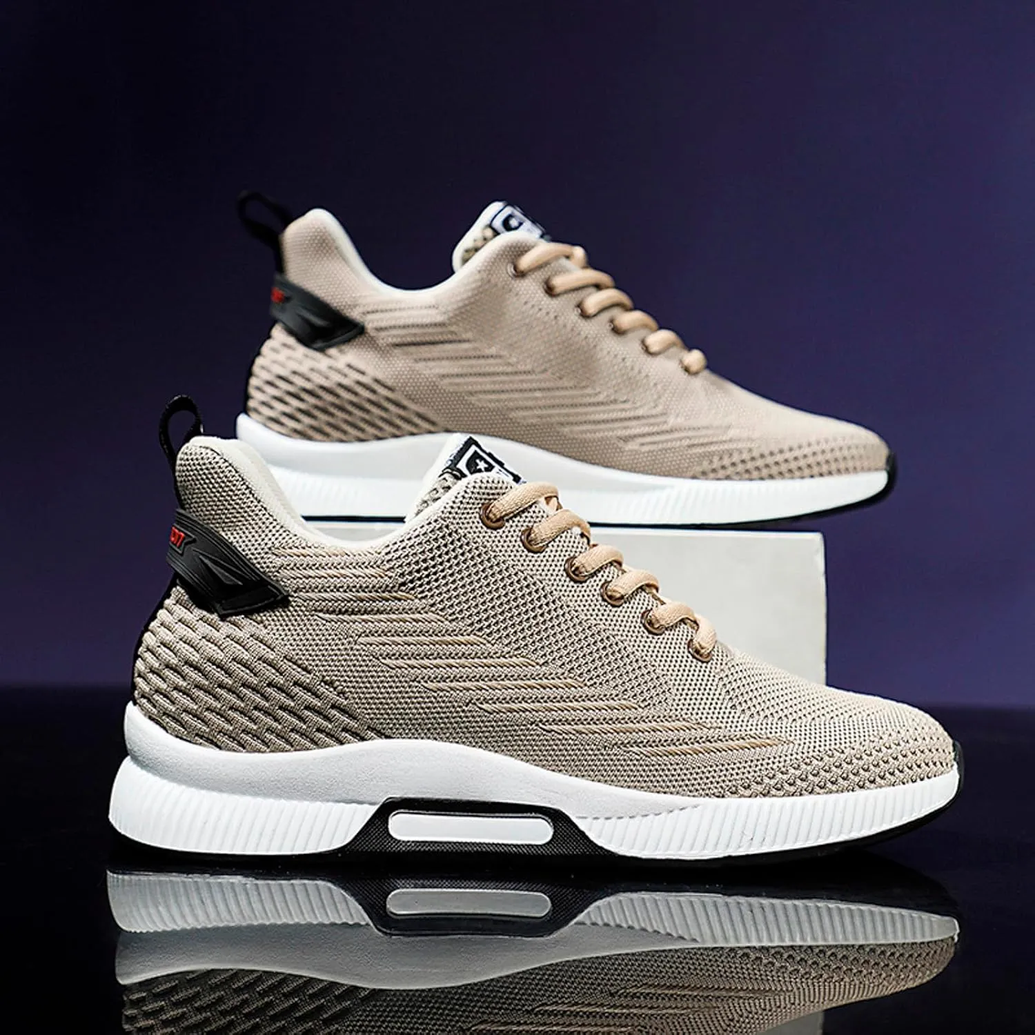 6cm Men's Elevator Shoes Men's Casual Mesh Trainers Lightweight Breathable Lace Up Sports Shoes with Hidden Lift Heel for Men Big Sneaker Slippers Men