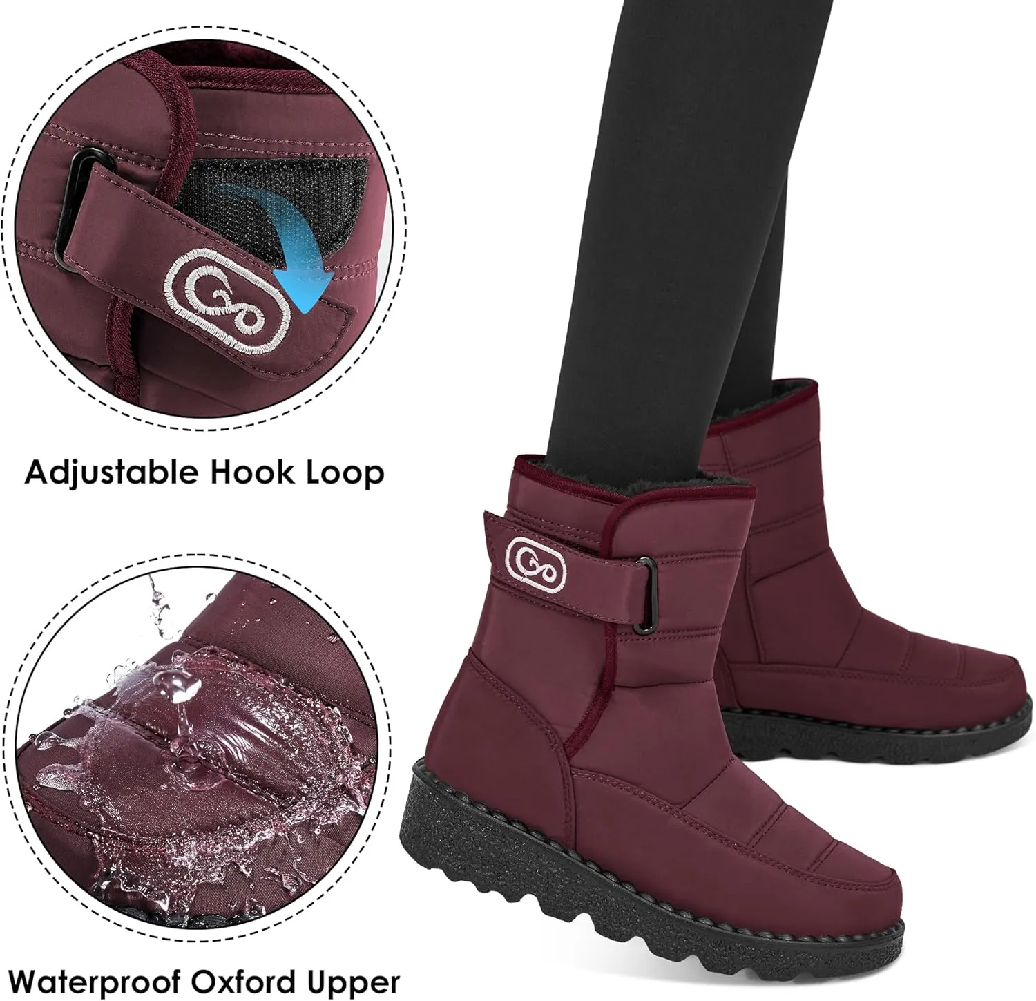 Ablanczoom Womens Winter Snow Boots With Warm Fur Lining Comfortable Booties Non Slip Waterproof Outdoor Shoes
