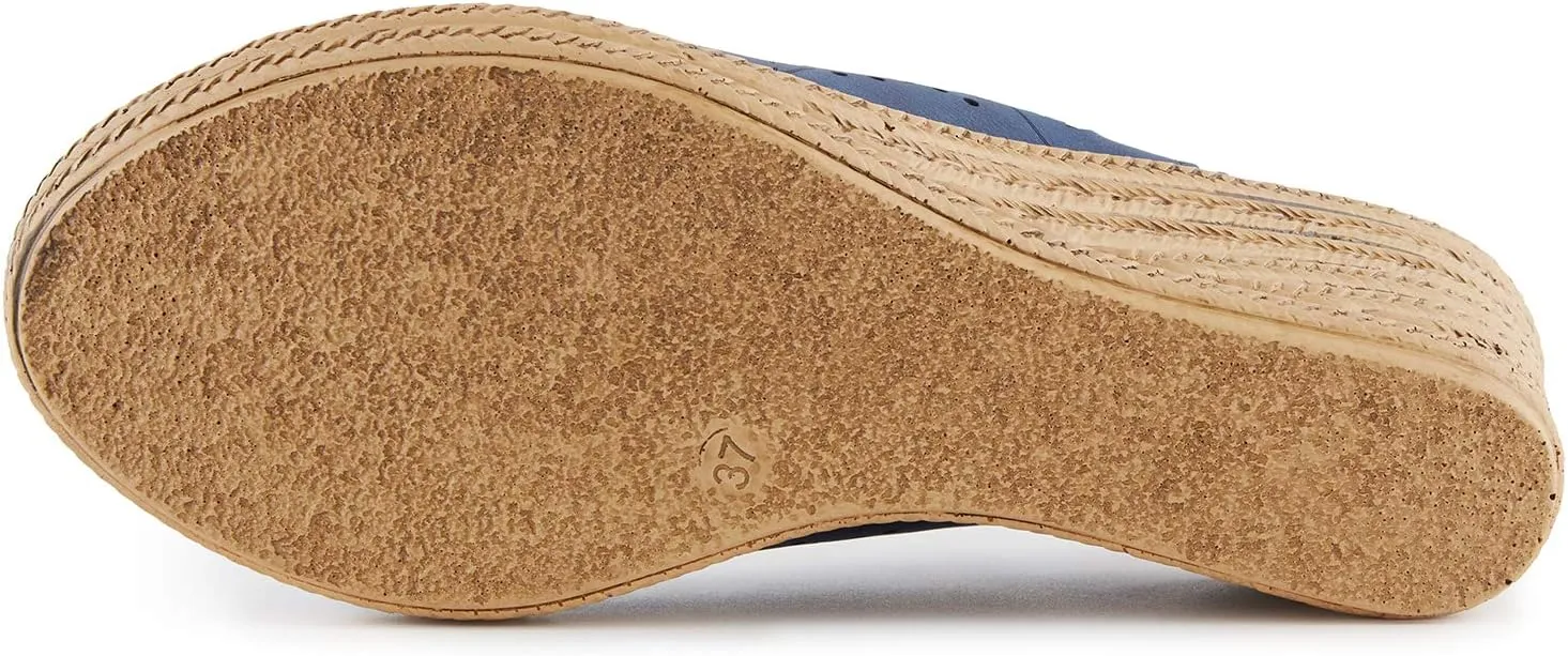 Alexis Leroy Wedge Heel Cut-Out Vamp Peep Toe Slingback Women's Sandals