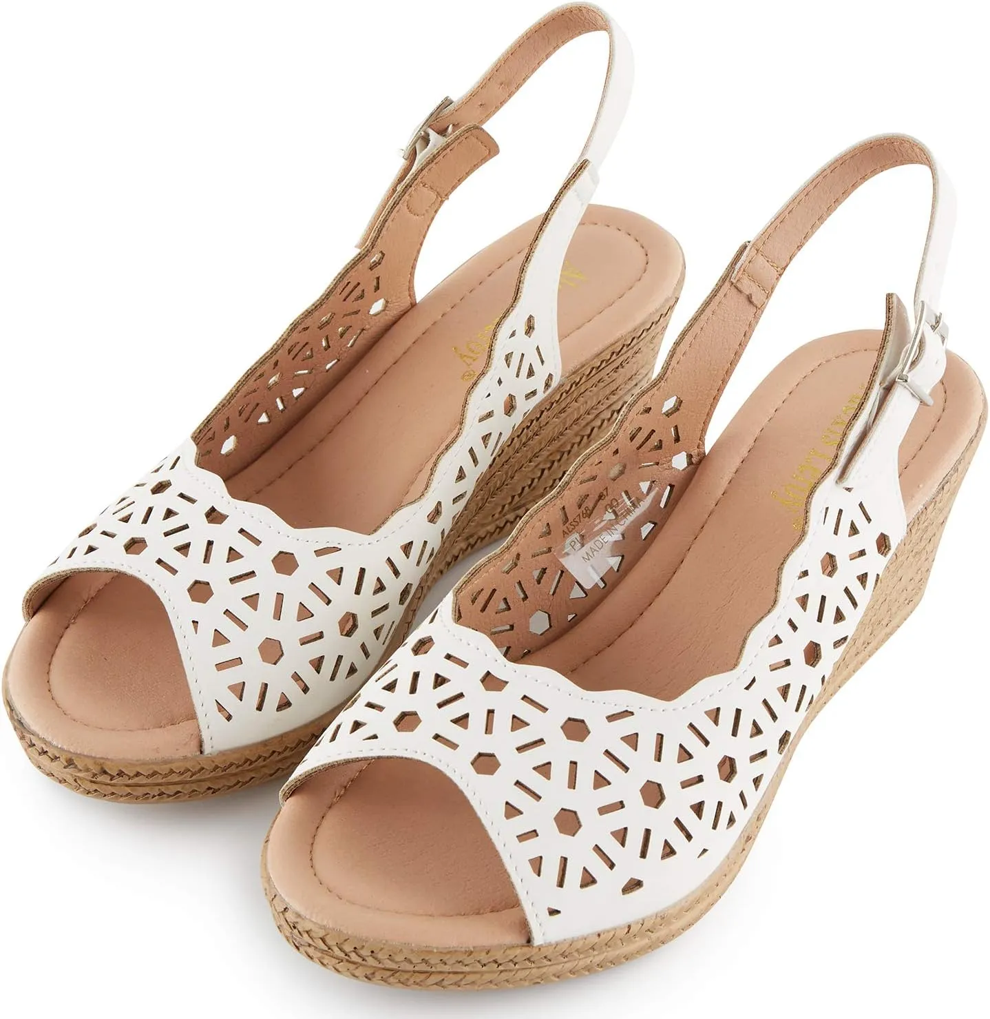 Alexis Leroy Wedge Heel Cut-Out Vamp Peep Toe Slingback Women's Sandals