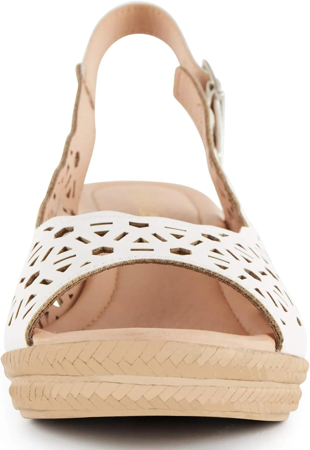 Alexis Leroy Wedge Heel Cut-Out Vamp Peep Toe Slingback Women's Sandals