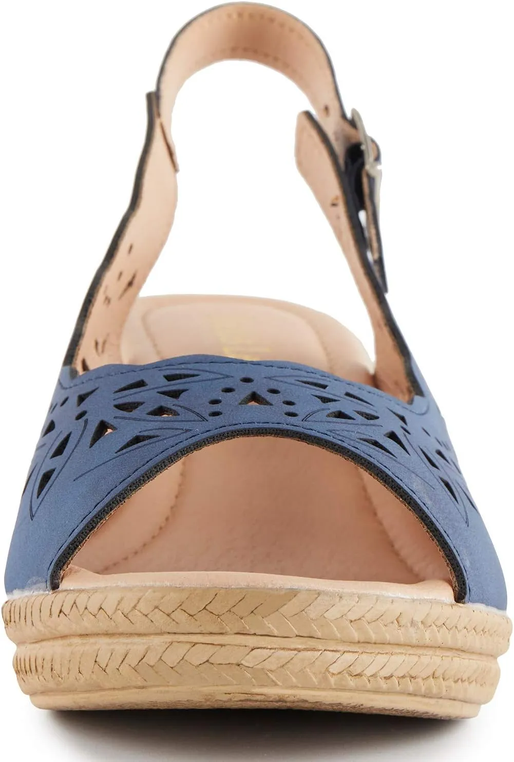 Alexis Leroy Wedge Heel Cut-Out Vamp Peep Toe Slingback Women's Sandals
