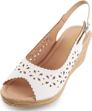 Alexis Leroy Wedge Heel Cut-Out Vamp Peep Toe Slingback Women's Sandals