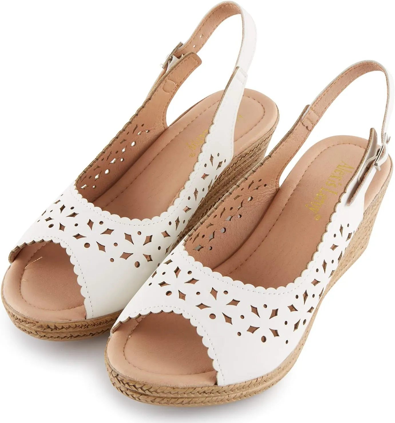 Alexis Leroy Wedge Heel Cut-Out Vamp Peep Toe Slingback Women's Sandals