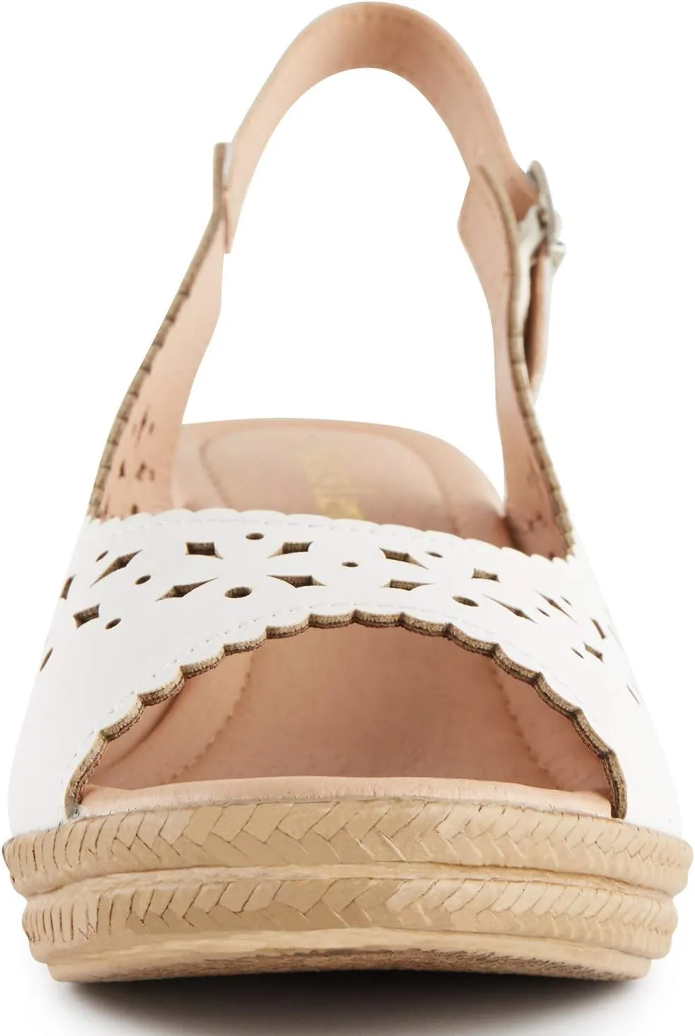 Alexis Leroy Wedge Heel Cut-Out Vamp Peep Toe Slingback Women's Sandals