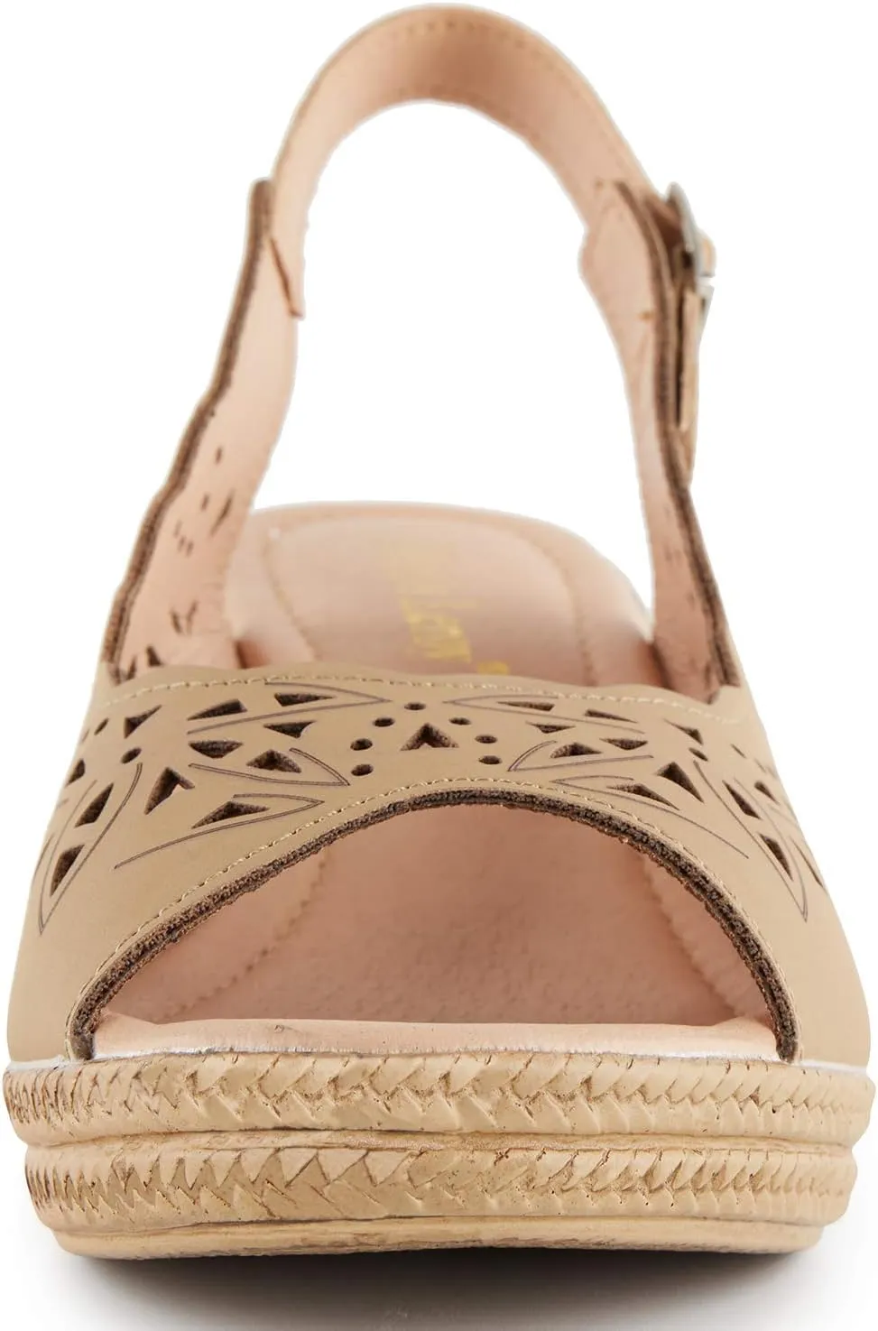 Alexis Leroy Wedge Heel Cut-Out Vamp Peep Toe Slingback Women's Sandals