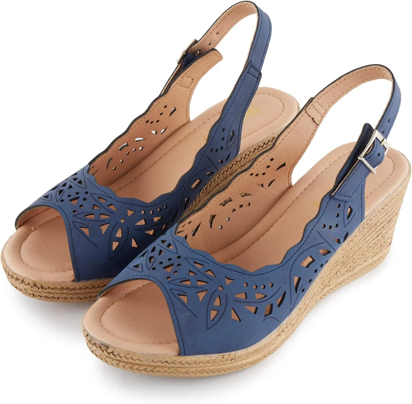 Alexis Leroy Wedge Heel Cut-Out Vamp Peep Toe Slingback Women's Sandals