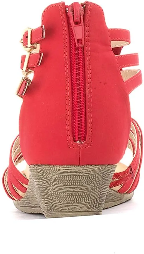 Alexis Leroy Women's Summer T-Straps Buckle Design Fashion Wedge Heel Sandals