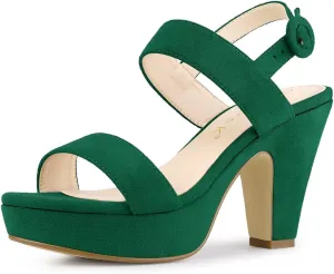 Allegra K Women's Slingback Platform Heels Chunky High Heel Sandals