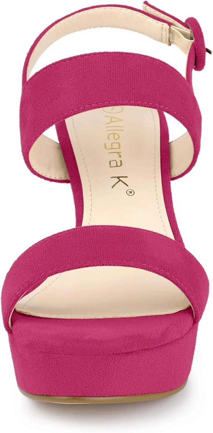 Allegra K Women's Slingback Platform Heels Chunky High Heel Sandals