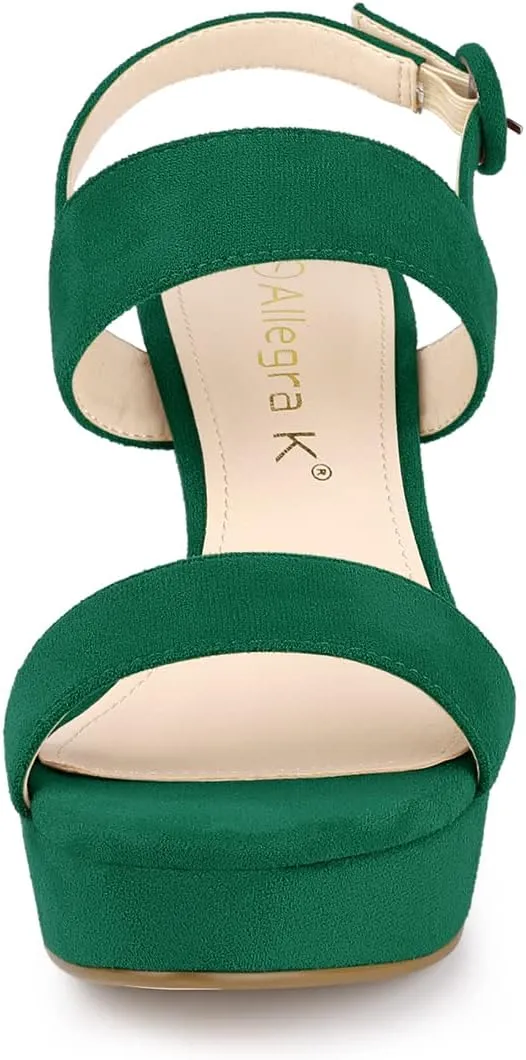 Allegra K Women's Slingback Platform Heels Chunky High Heel Sandals