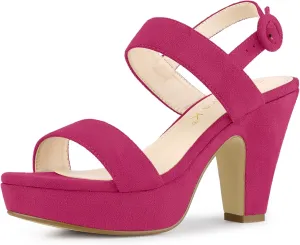 Allegra K Women's Slingback Platform Heels Chunky High Heel Sandals