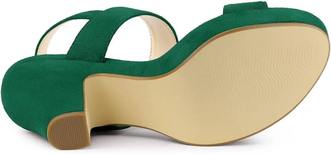 Allegra K Women's Slingback Platform Heels Chunky High Heel Sandals