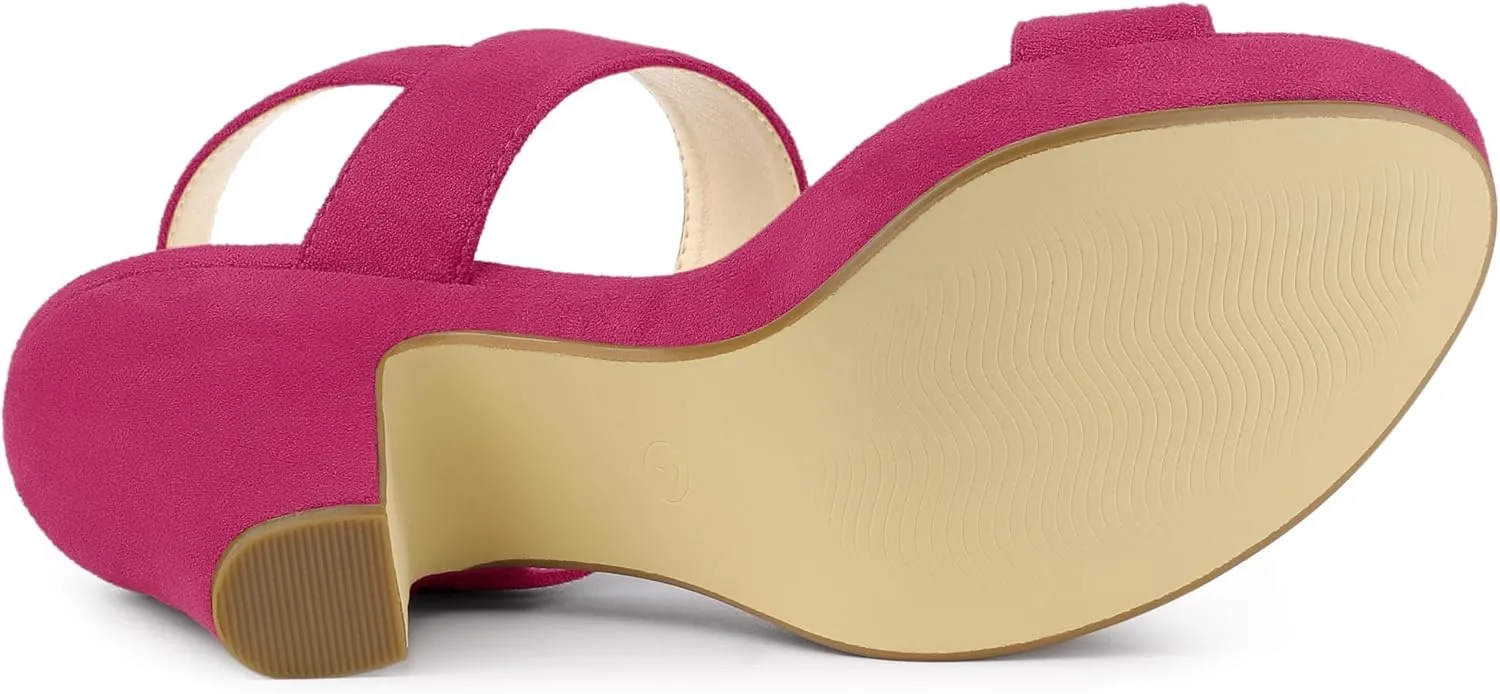 Allegra K Women's Slingback Platform Heels Chunky High Heel Sandals