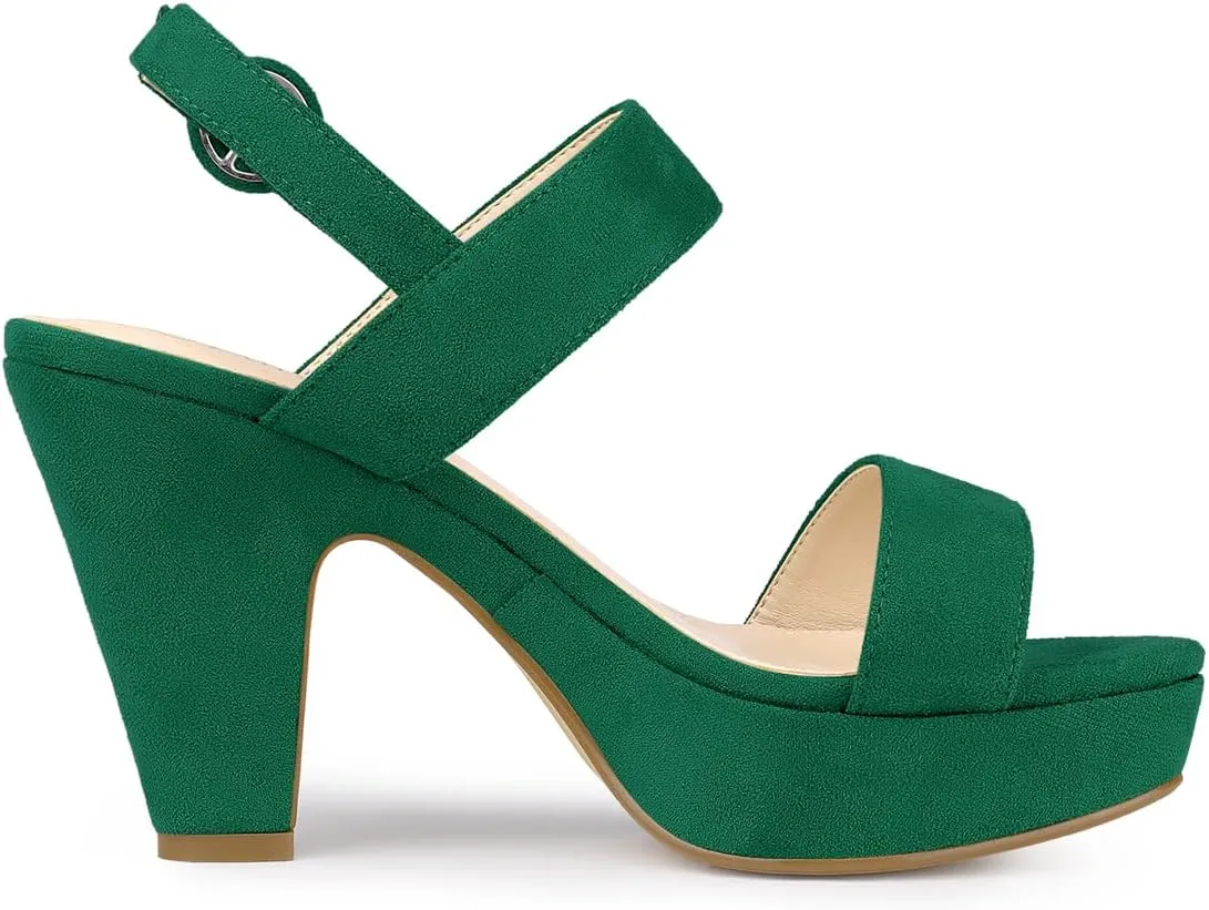 Allegra K Women's Slingback Platform Heels Chunky High Heel Sandals