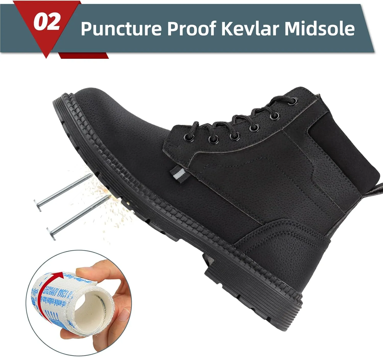 ANGRYRAM Steel Toe Boots for Men Comfortable Waterproof Construction Work Boots for Men Slip Resistant Lightweight Safety Shoes Botas de Trabajo Seguridad para Hombre