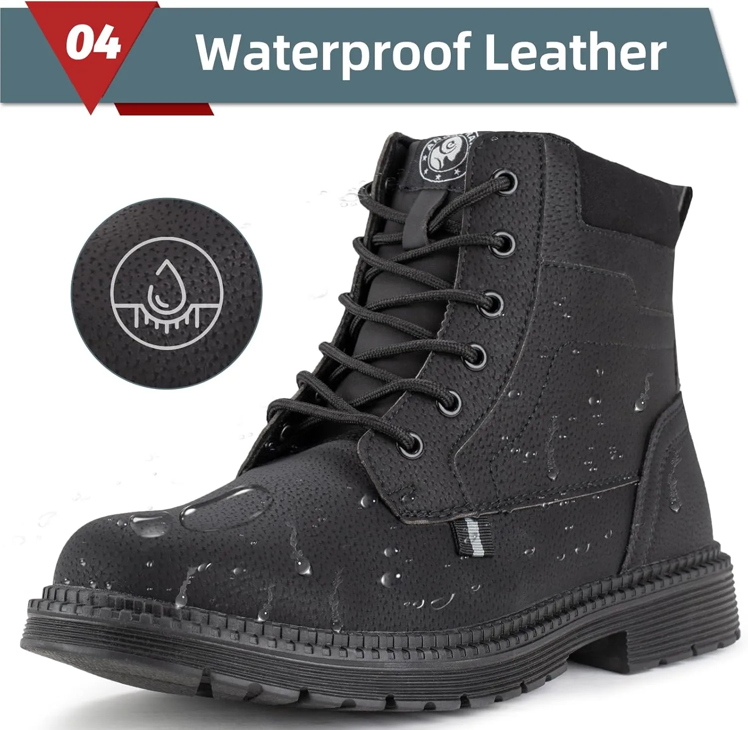 ANGRYRAM Steel Toe Boots for Men Comfortable Waterproof Construction Work Boots for Men Slip Resistant Lightweight Safety Shoes Botas de Trabajo Seguridad para Hombre