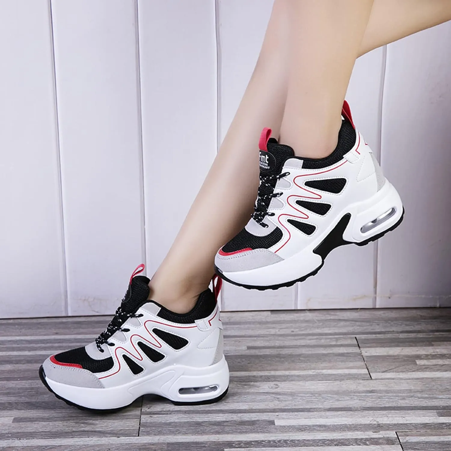 AONEGOLD Hidden Wedge Sneakers for Women Casual Platform Sneakers High Heeld Lace Up Walking Shoes Women's Fashion Sneakers