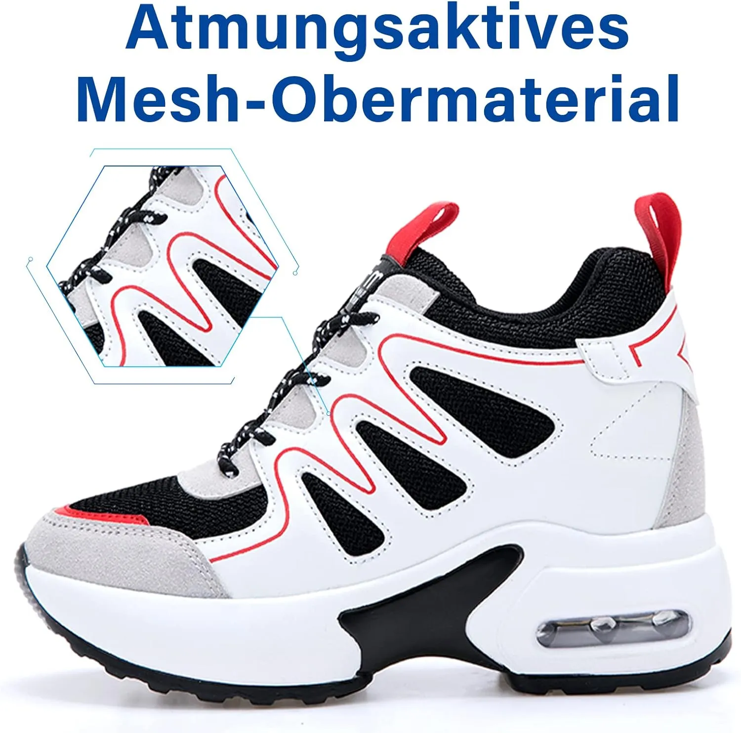 AONEGOLD Hidden Wedge Sneakers for Women Casual Platform Sneakers High Heeld Lace Up Walking Shoes Women's Fashion Sneakers