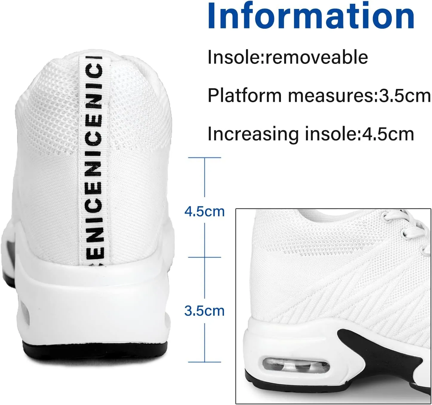 AONEGOLD Women's Wedge Sneakers Inner Heightening Walking Shoes Fashion Breathable Lightweight Air Cushion Casual Sneakers