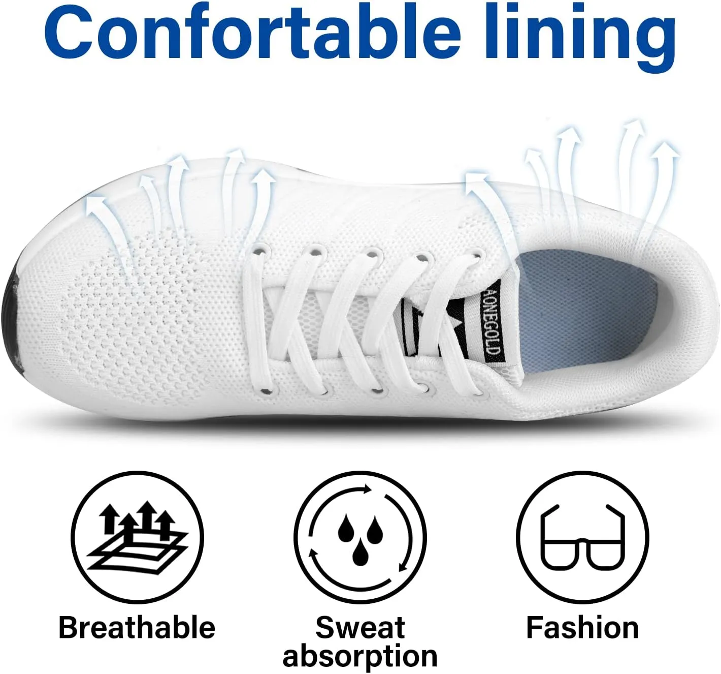 AONEGOLD Women's Wedge Sneakers Inner Heightening Walking Shoes Fashion Breathable Lightweight Air Cushion Casual Sneakers