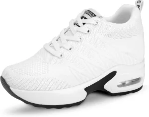 AONEGOLD Women's Wedge Sneakers Inner Heightening Walking Shoes Fashion Breathable Lightweight Air Cushion Casual Sneakers