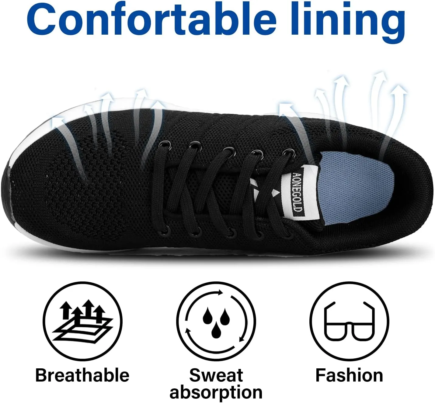 AONEGOLD Women's Wedge Sneakers Inner Heightening Walking Shoes Fashion Breathable Lightweight Air Cushion Casual Sneakers