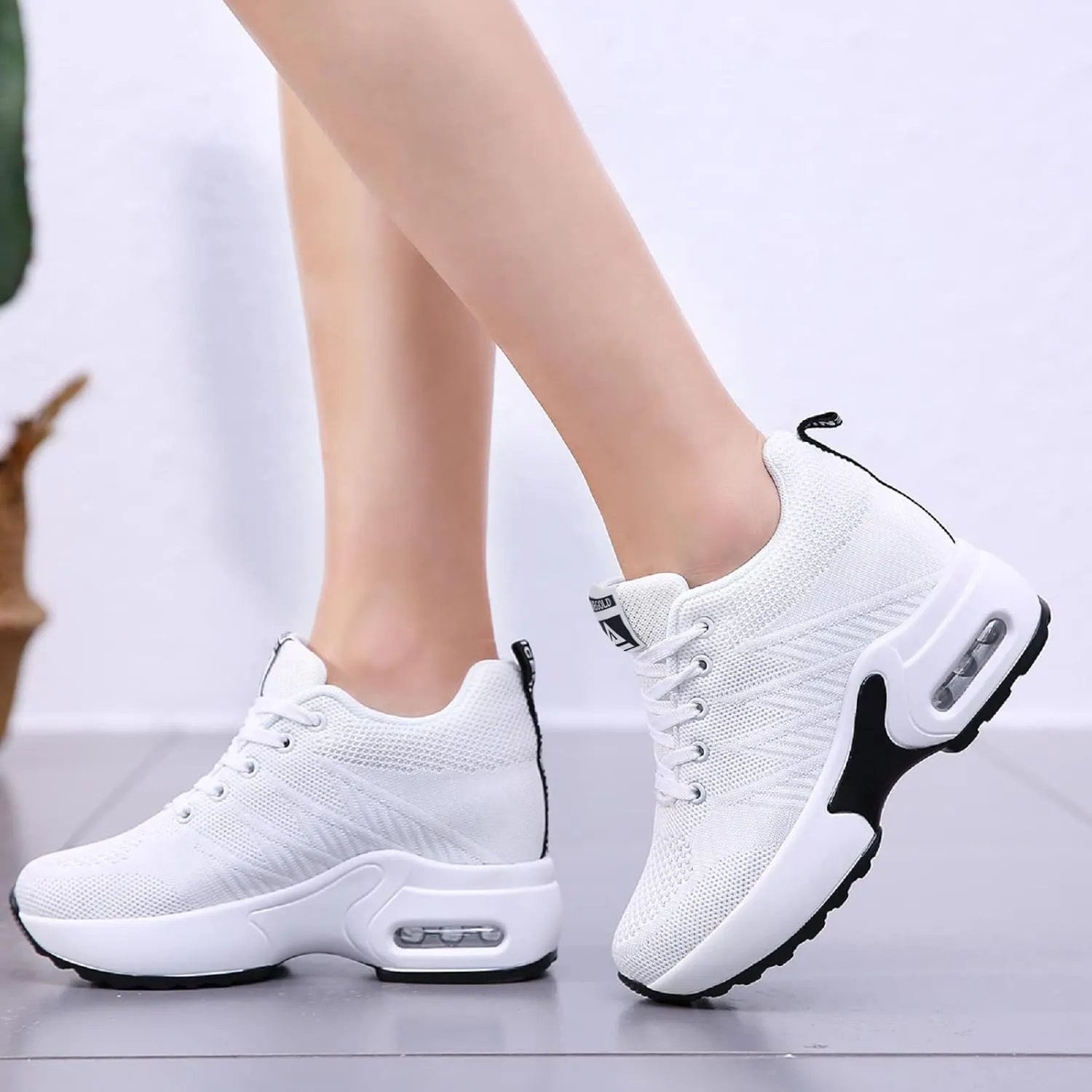 AONEGOLD Women's Wedge Sneakers Inner Heightening Walking Shoes Fashion Breathable Lightweight Air Cushion Casual Sneakers