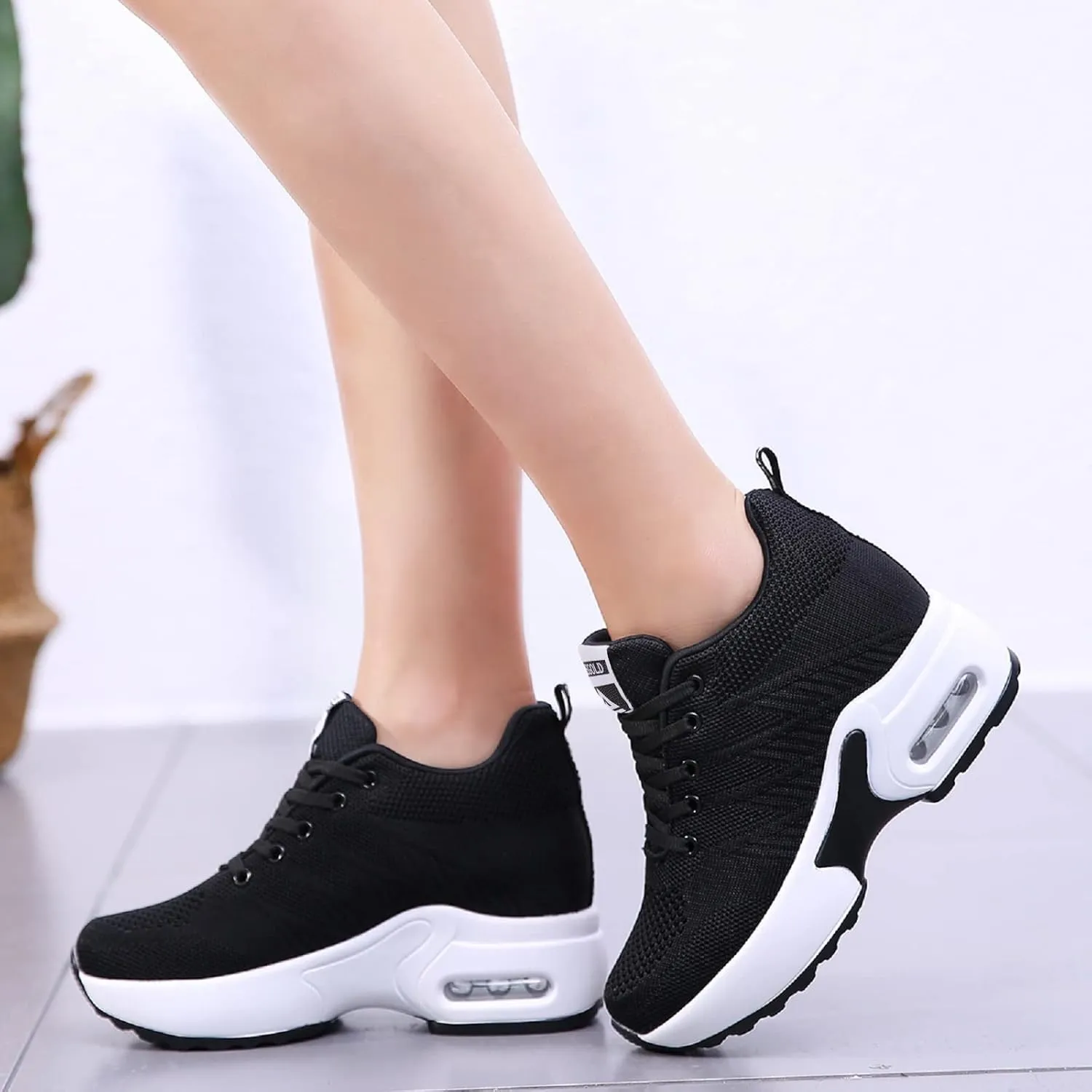AONEGOLD Women's Wedge Sneakers Inner Heightening Walking Shoes Fashion Breathable Lightweight Air Cushion Casual Sneakers