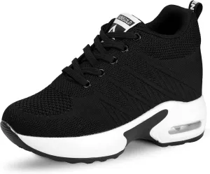AONEGOLD Women's Wedge Sneakers Inner Heightening Walking Shoes Fashion Breathable Lightweight Air Cushion Casual Sneakers