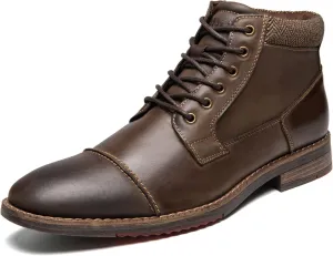 Arkbird Mens Oxford Leather Dress Boots Classic Cap Toe Side Zip Mid Top Casual Ankle Boots for Men