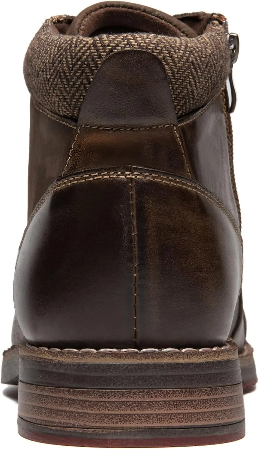 Arkbird Mens Oxford Leather Dress Boots Classic Cap Toe Side Zip Mid Top Casual Ankle Boots for Men