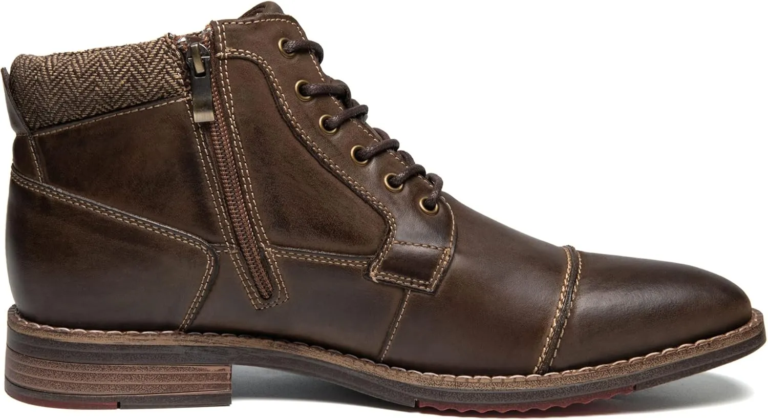 Arkbird Mens Oxford Leather Dress Boots Classic Cap Toe Side Zip Mid Top Casual Ankle Boots for Men