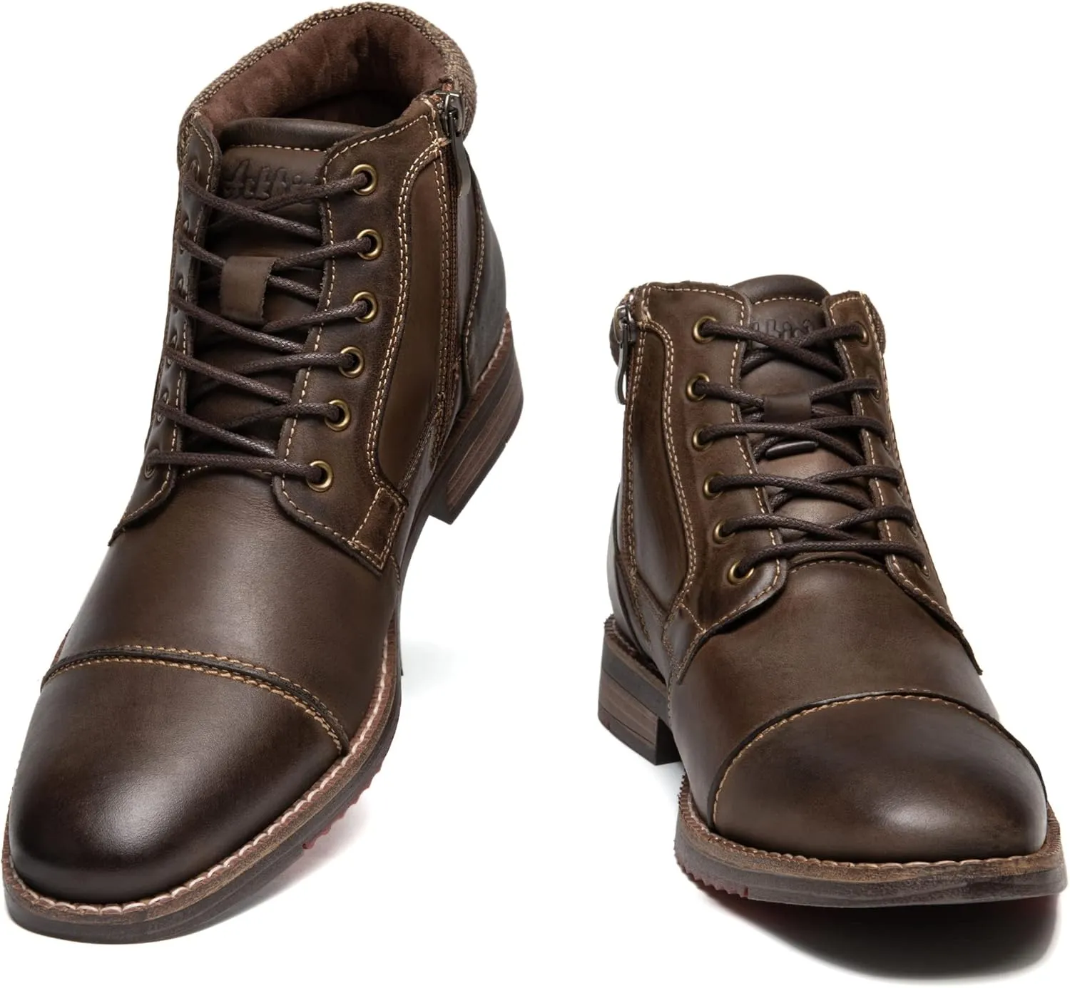 Arkbird Mens Oxford Leather Dress Boots Classic Cap Toe Side Zip Mid Top Casual Ankle Boots for Men