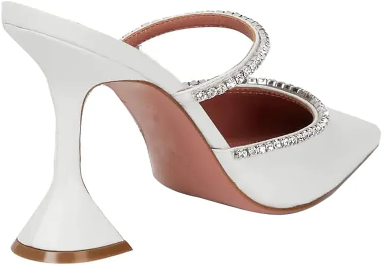 Arqa Heeled Mules for Women Rhinestone Strappy Sandals Slingback Pointed Toe Stiletto Wedding Pumps