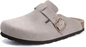 Asgard Women's Suede Clogs Leather Mules Arch Support Potato Shoes with Comfort Cork Footbed - Wide Feet Please Half Size UP