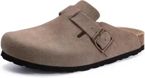 Asgard Women's Suede Clogs Leather Mules Arch Support Potato Shoes with Comfort Cork Footbed - Wide Feet Please Half Size UP