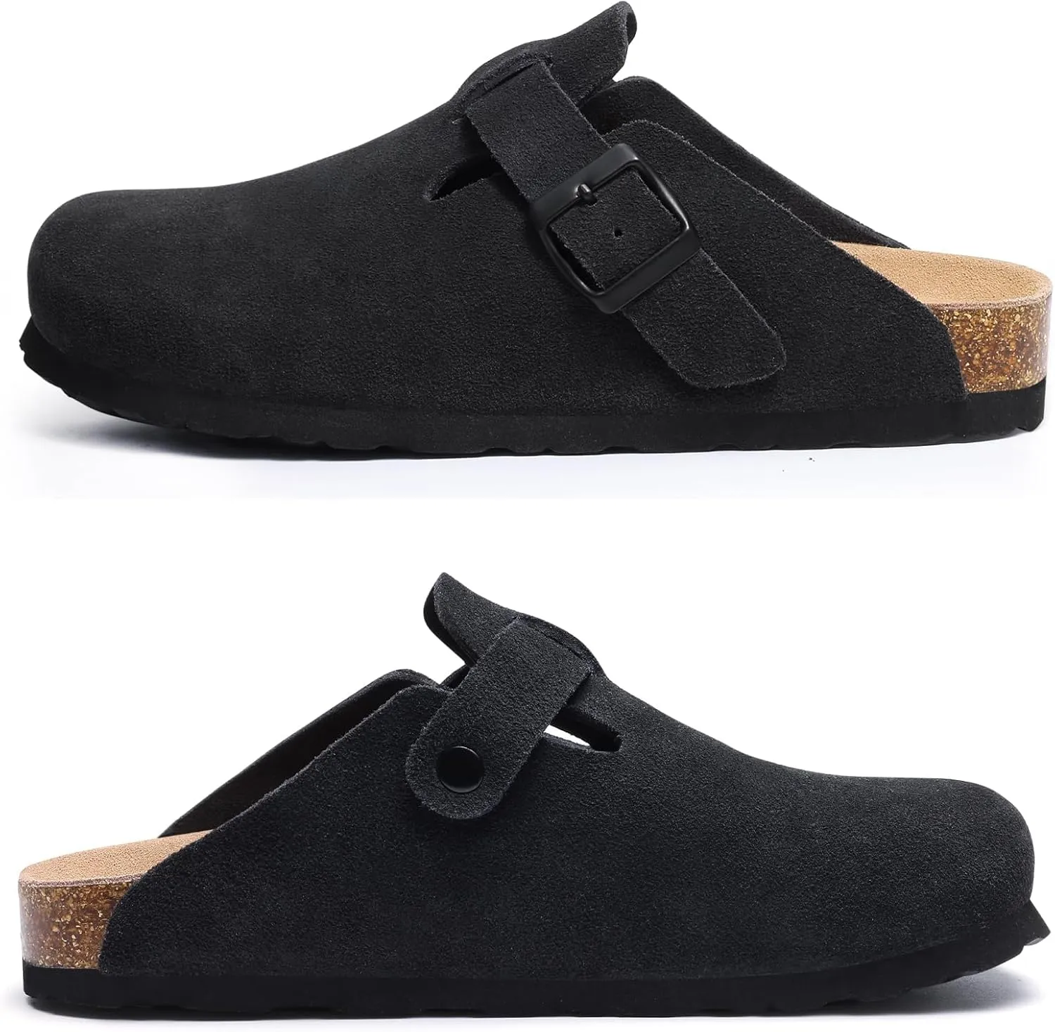 Asgard Women's Suede Clogs Leather Mules Arch Support Potato Shoes with Comfort Cork Footbed - Wide Feet Please Half Size UP