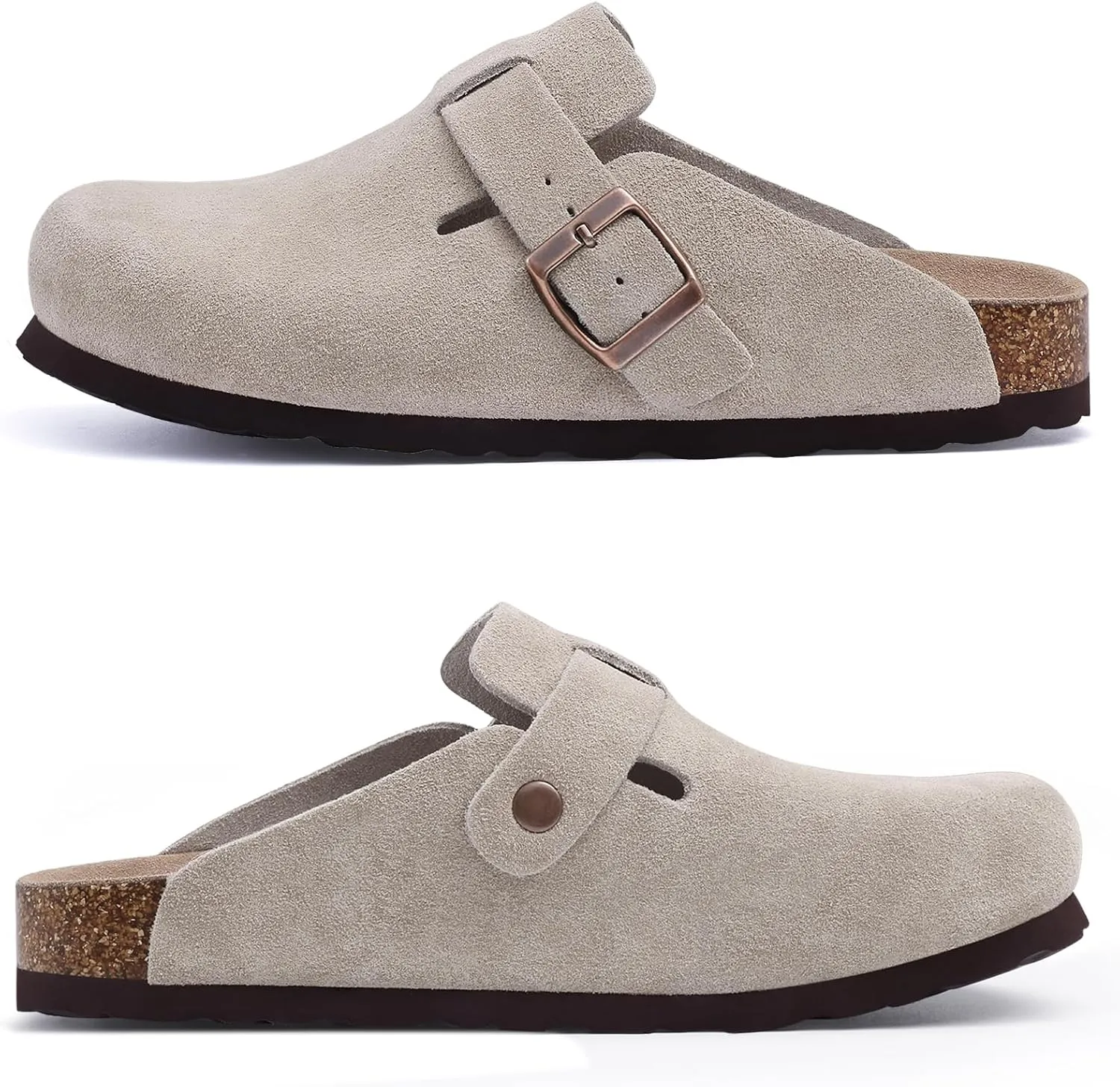 Asgard Women's Suede Clogs Leather Mules Arch Support Potato Shoes with Comfort Cork Footbed - Wide Feet Please Half Size UP