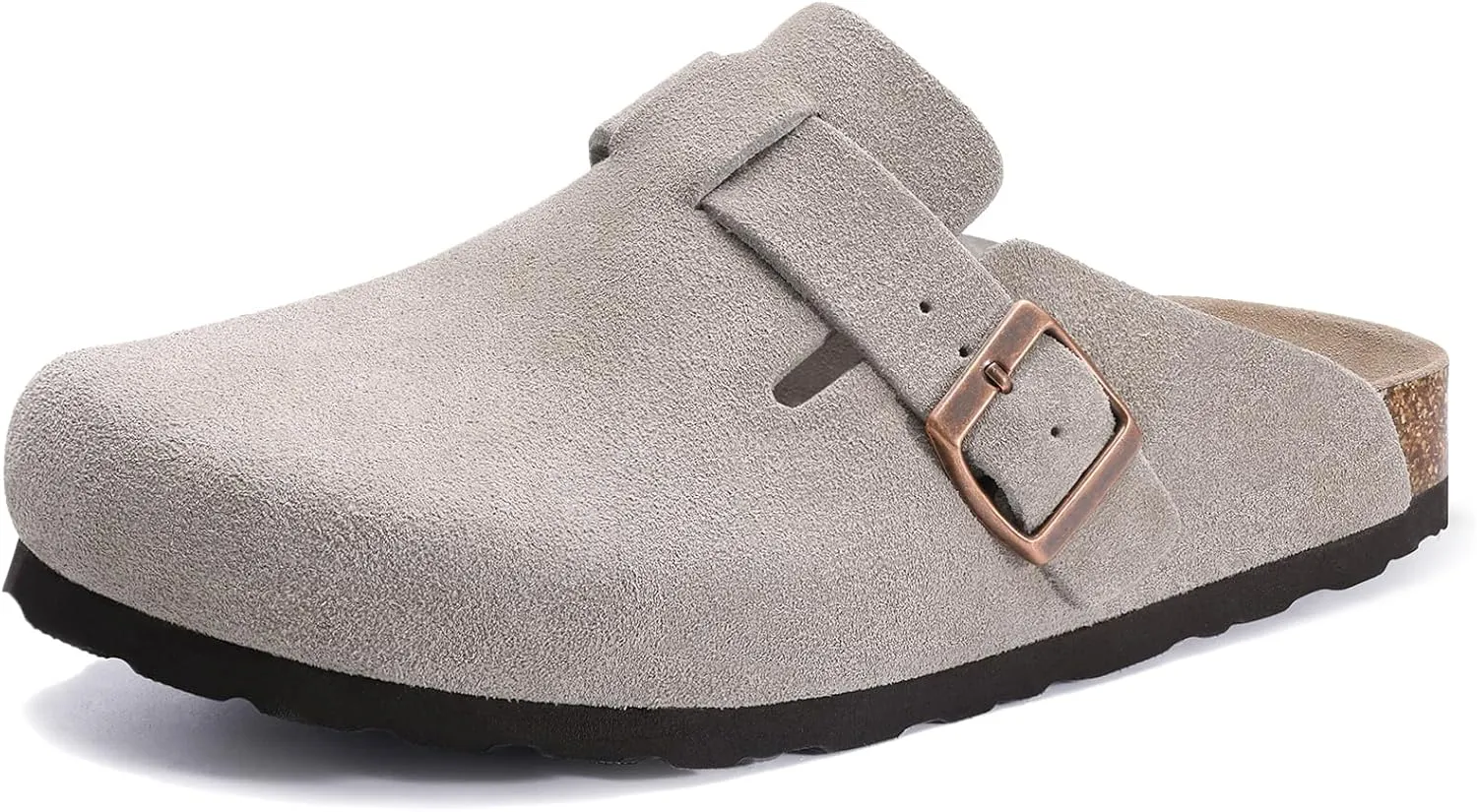 Asgard Women's Suede Clogs Leather Mules Arch Support Potato Shoes with Comfort Cork Footbed - Wide Feet Please Half Size UP
