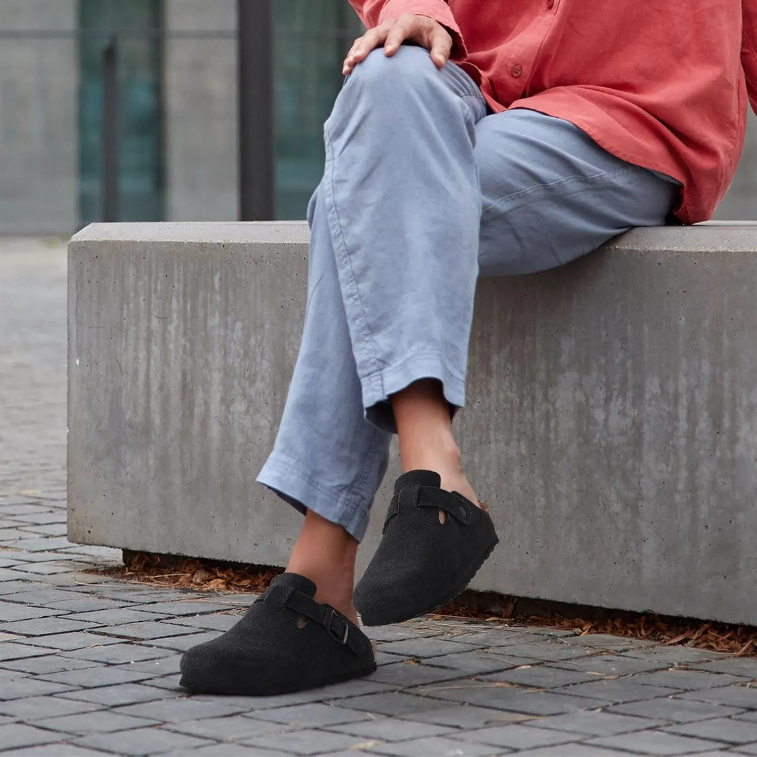 Asgard Women's Suede Clogs Leather Mules Arch Support Potato Shoes with Comfort Cork Footbed - Wide Feet Please Half Size UP