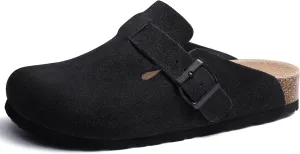 Asgard Women's Suede Clogs Leather Mules Arch Support Potato Shoes with Comfort Cork Footbed - Wide Feet Please Half Size UP