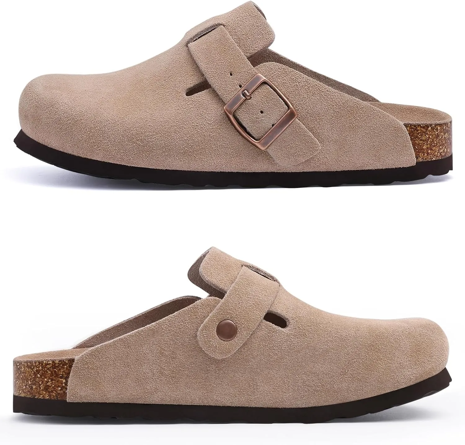 Asgard Women's Suede Clogs Leather Mules Arch Support Potato Shoes with Comfort Cork Footbed - Wide Feet Please Half Size UP