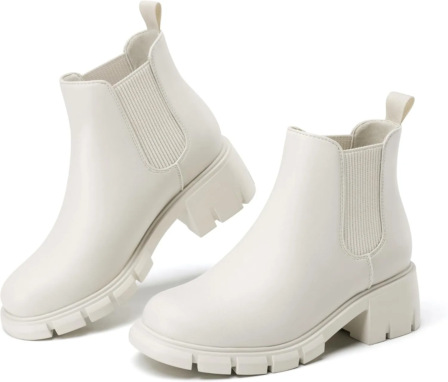 Athlefit Girls Ankle Boots Kids Comfortable Slip on Lug Sole Chelsea Booties for Toddler Little Kid Big Kids