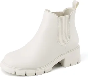 Athlefit Girls Ankle Boots Kids Comfortable Slip on Lug Sole Chelsea Booties for Toddler Little Kid Big Kids