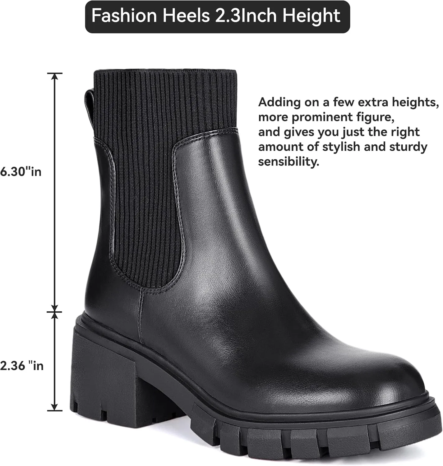 Athlefit Women's Chelsea Boots Fashion Slip on Platform Ankle Boots Lug Sole Chunky Booties
