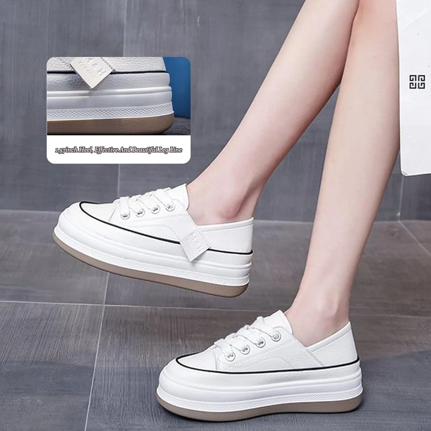 AUNTHUI Women's Lace-Up Flat Shoes Platform Sneakers,Comfortable Casual Walking Anti-Slip Fashion Low Top Tennis Sneakers